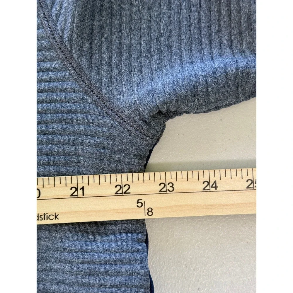 Haggar In Motion Mens Large Quarter Zip Pullover Blue Grey‎ Ribbed Performance L